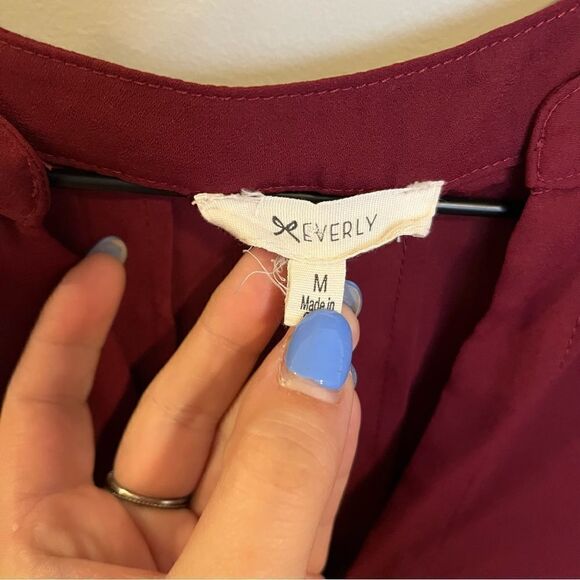 Everly Merlot button front blouse - Picture 7 of 10